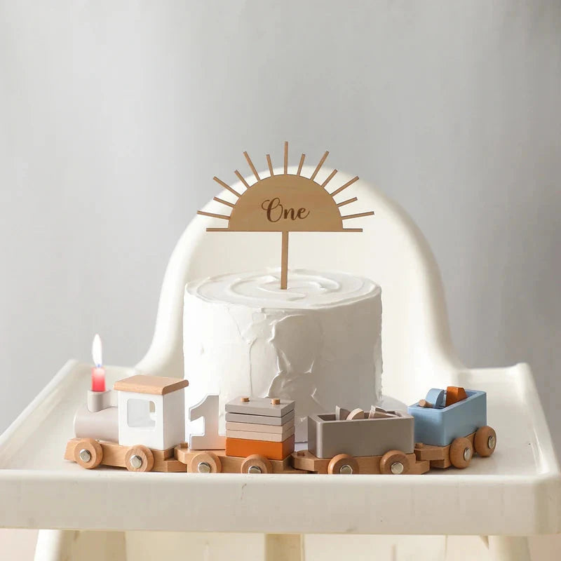 Wooden Train Birthday Toy Montessori Baby Learning