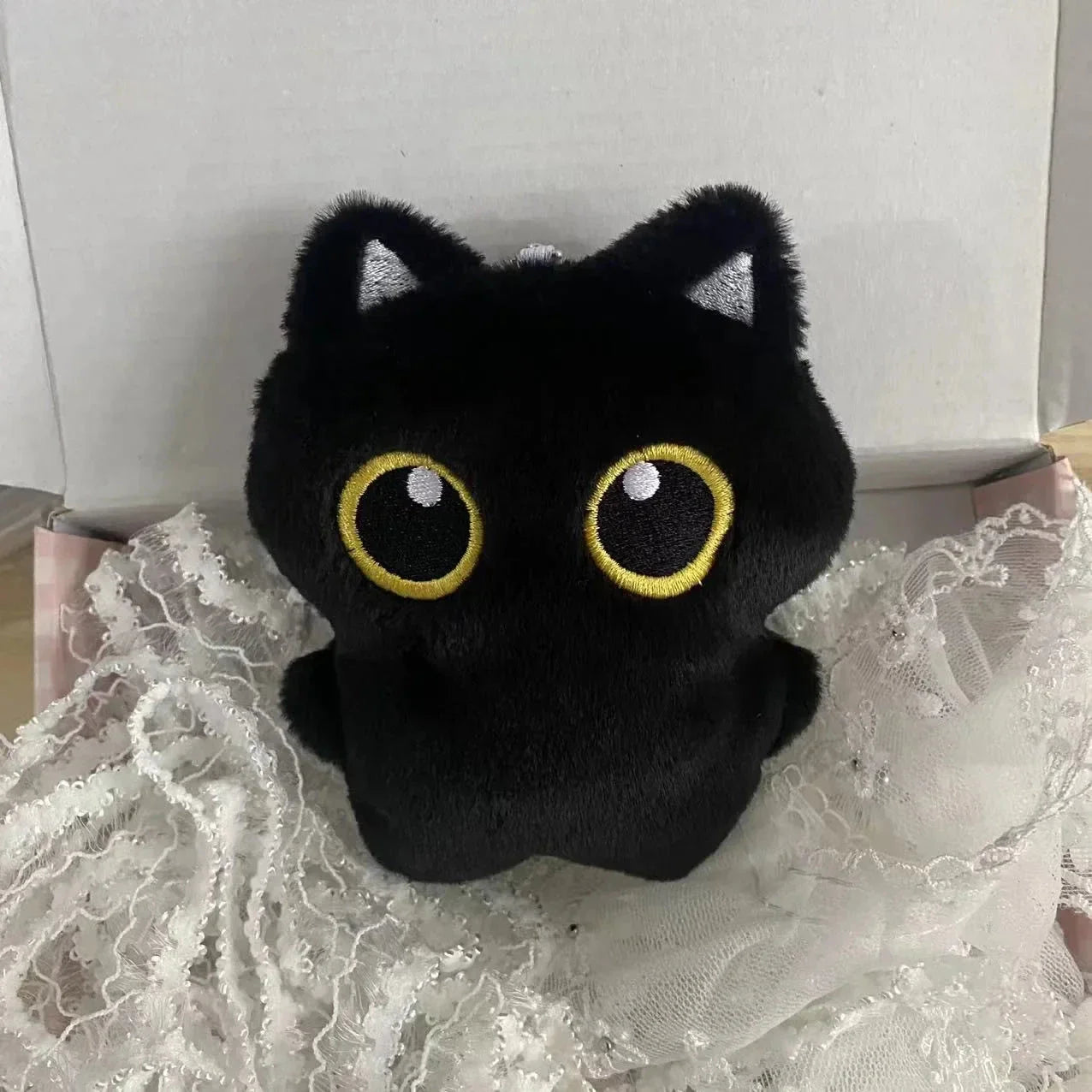 10cm Cute Black Cat Plush Toy – Small Stuffed Doll Pendant Gift