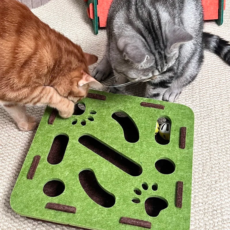 Interactive Cat Puzzle Toy – Felt Maze Box with Bell Balls