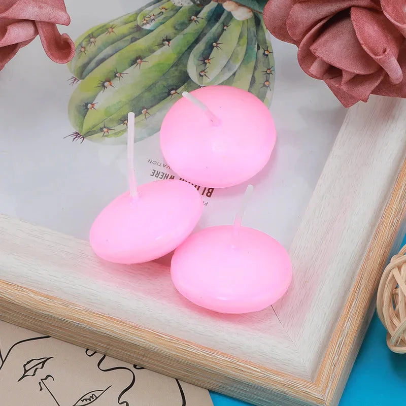 6/10/16Pcs Unscented Discs Candles Floating For Valentine's Day Party Wedding Home Bathtub Decor Romantic Confession Candlelight