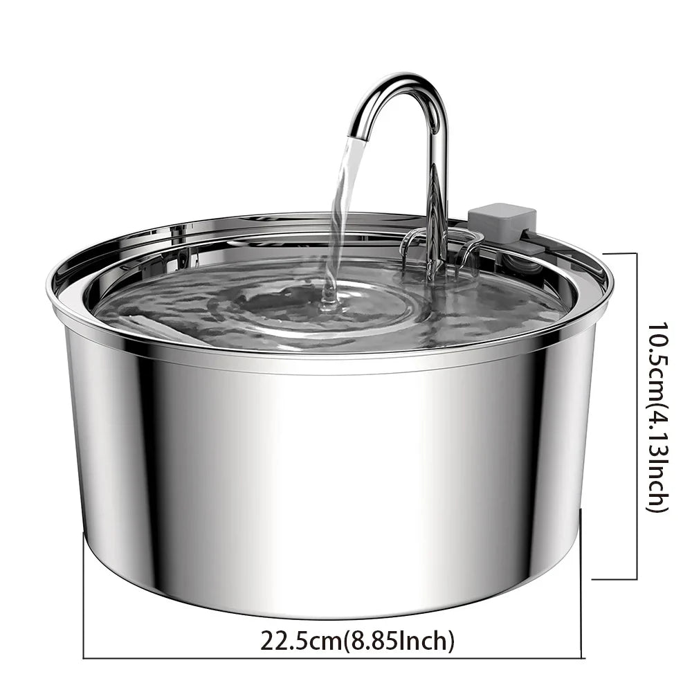 7L Large Capacity Stainless Steel Cat Water Fountain Dog Pet Automatic Water Feeder