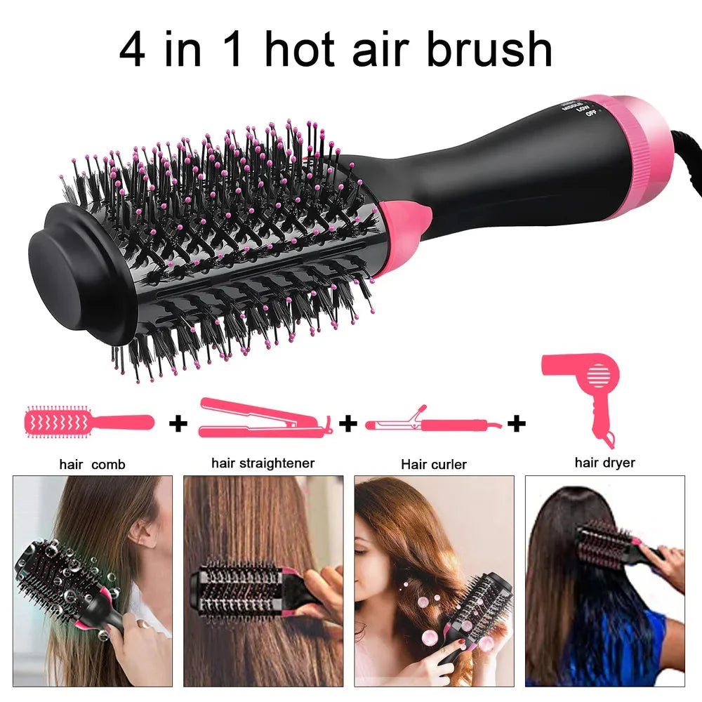 4-in-1 Hair Dryer Brush – Straightener Curler Volumizer