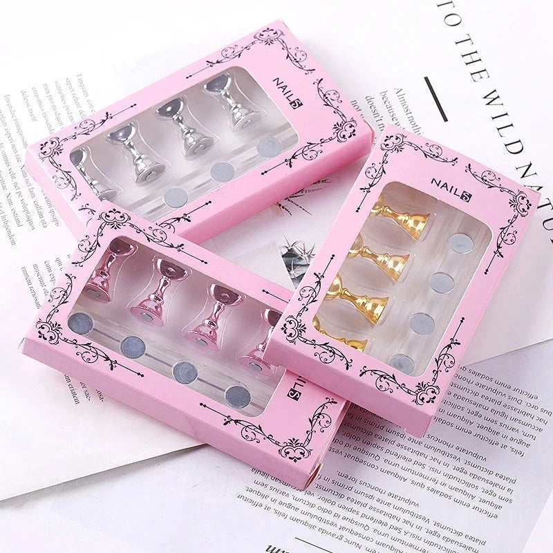 Magnetic Nail Holder Set - 5/30pcs False Nail Tip Practice Stand with Crystal Base