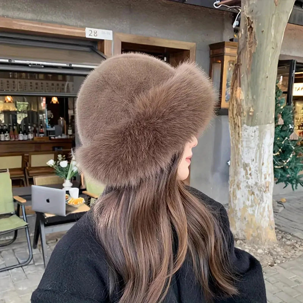 Furry Hats For Women, Autumn Winter Korean Style Warm Hats, Solid Color Flattering Mongolian Hats, Thickened Winter Outfits