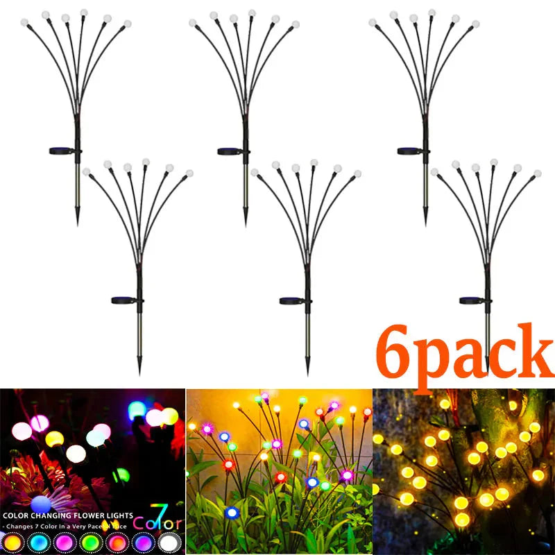 12Pack Solar LED Starburst Firefly Lights – IP66 Waterproof Garden & Lawn Decoration