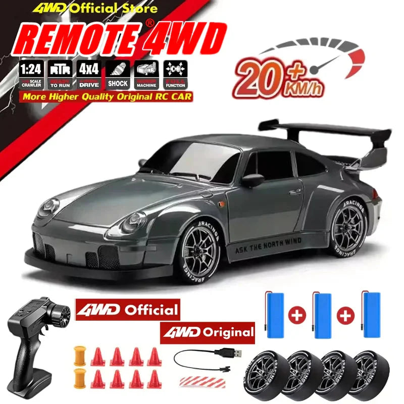 4WD Remote Control Drift Car - 1:24 Scale High-Speed Racing Car, 2.4G Radio, 20KM/H Mini RC Car for Boys & Teens