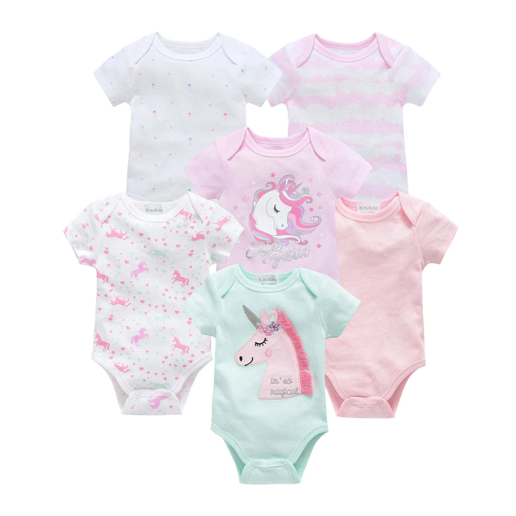 3/6 PCS Baby Cotton Bodysuits Set Short Sleeve Summer Outfits for Newborn Boys & Girls 0–12 Months