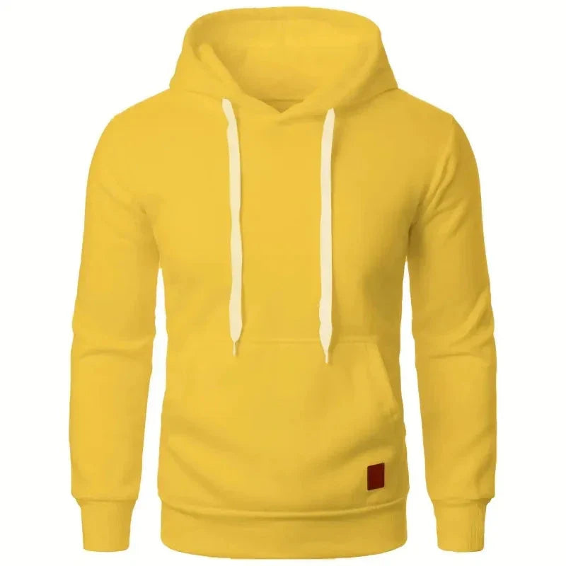 Men’s Casual Lightweight Hoodie – Solid Color Drawstring Pullover Sweatshirt for Streetwear & Outdoor Style