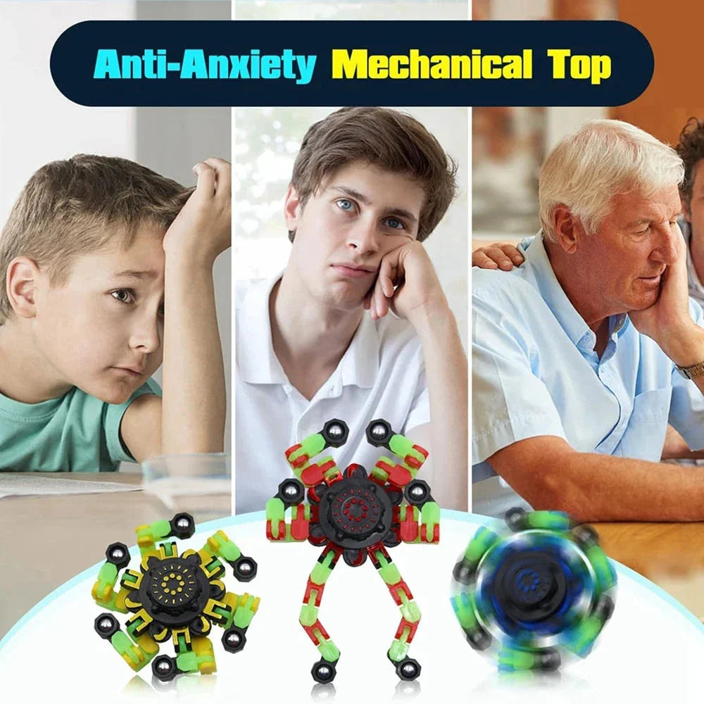 4PCS Glow-in-the-Dark Fidget Spinners – Deformable Robot Sensory Toys for Kids & Adults | Stress Relief Fingertip Gyro Party Favors