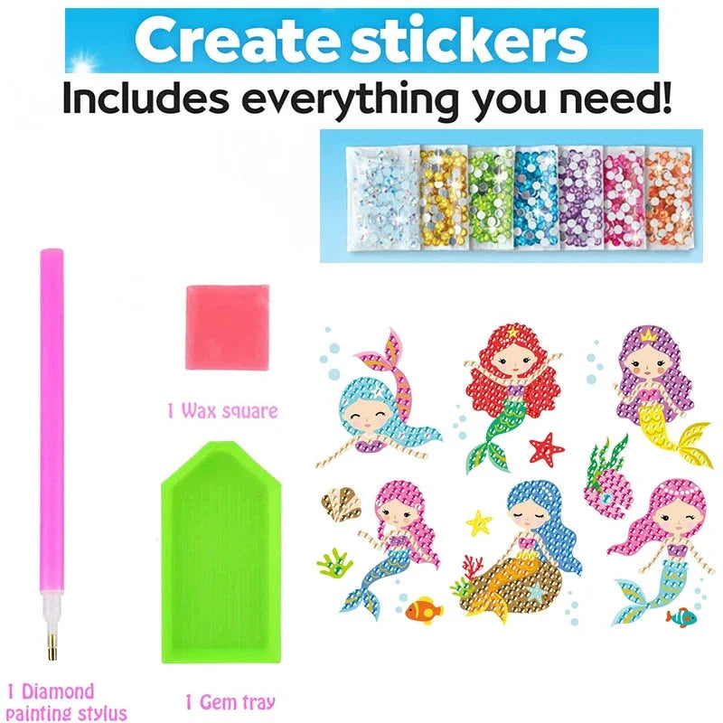 Big Gem Diamond Painting Kit - DIY Mosaic Art & Sticker Craft for Kids
