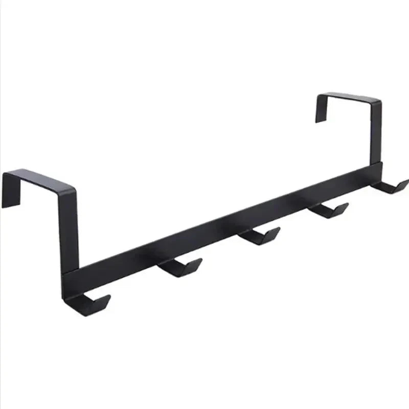 5-Hook Over Door Organizer Rack - Heavy Duty Iron Bathroom Kitchen Coat Hanger for Home Storage