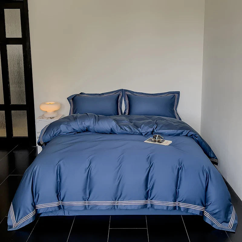 Luxury 1000TC Egyptian Cotton Solid Color Hotel Style Embroidery Bedding Duvet cover Set