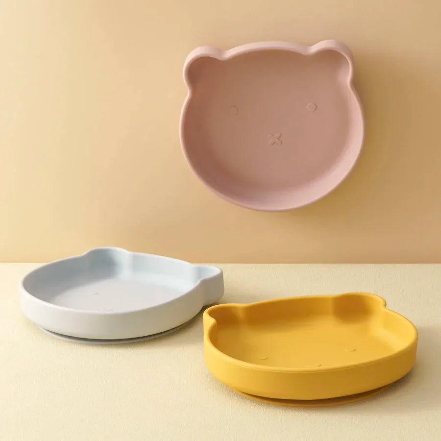 Silicone Baby Suction Dining Plate Bear Shape