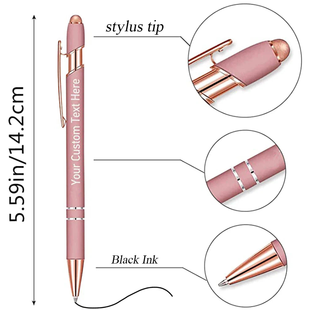 10-100 Customized Ballpoint Pen with Stylus Tip Print Name Logo Metal Pen for Business Graduation Birthday Anniversary Gift Pen