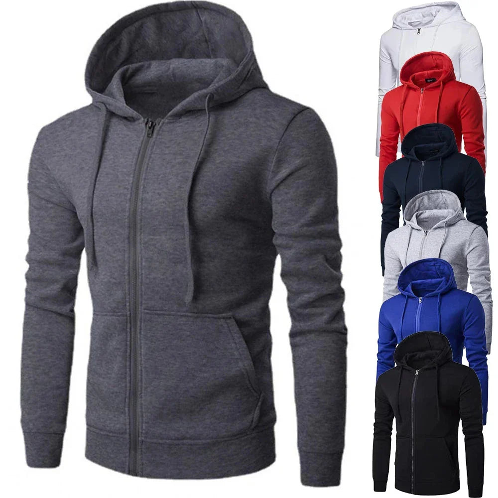 Men’s Autumn Zipper Hoodie – Slim Fit Long Sleeve Casual Sweatshirt Jacket