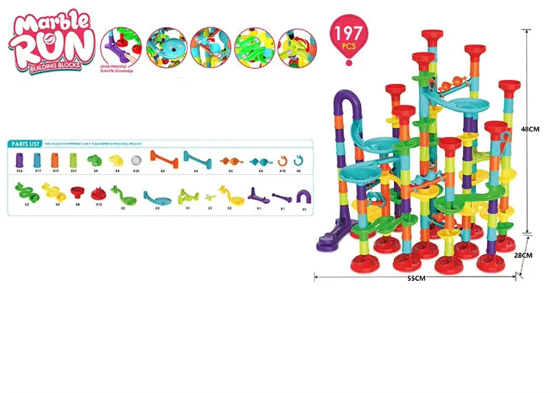 Marble Run Race Track Building Blocks 3D Maze Toy