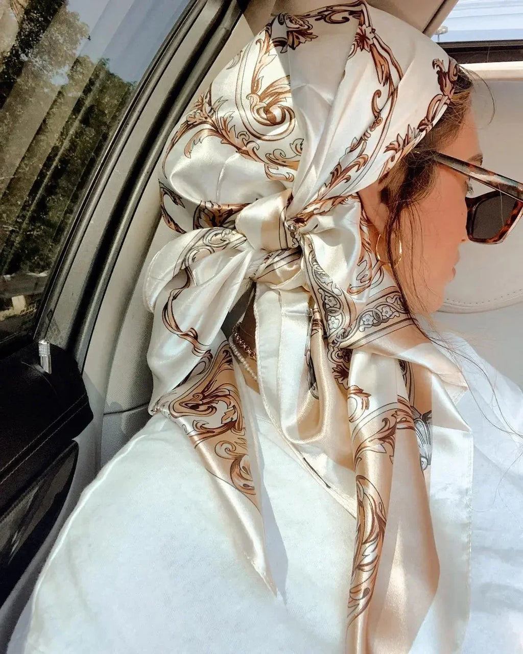 Satin Square Scarf – Elegant 2025 Print Hijab, Shawl & Hair Wrap