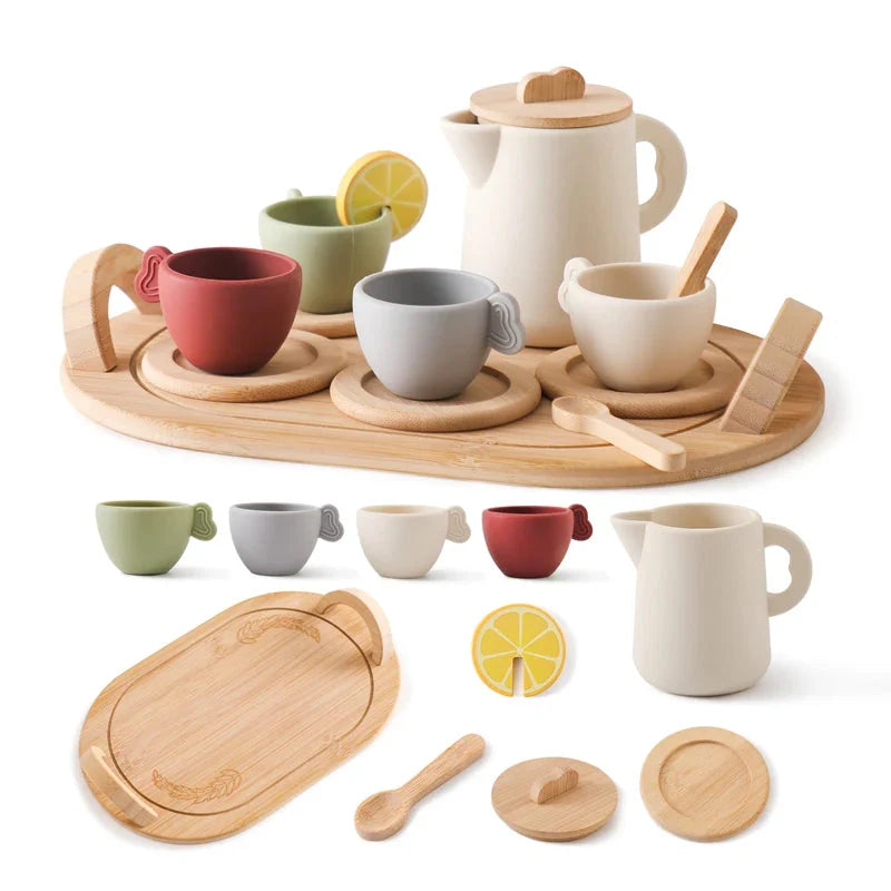Wooden Montessori Teapot Tea Set – Pretend Play Toy