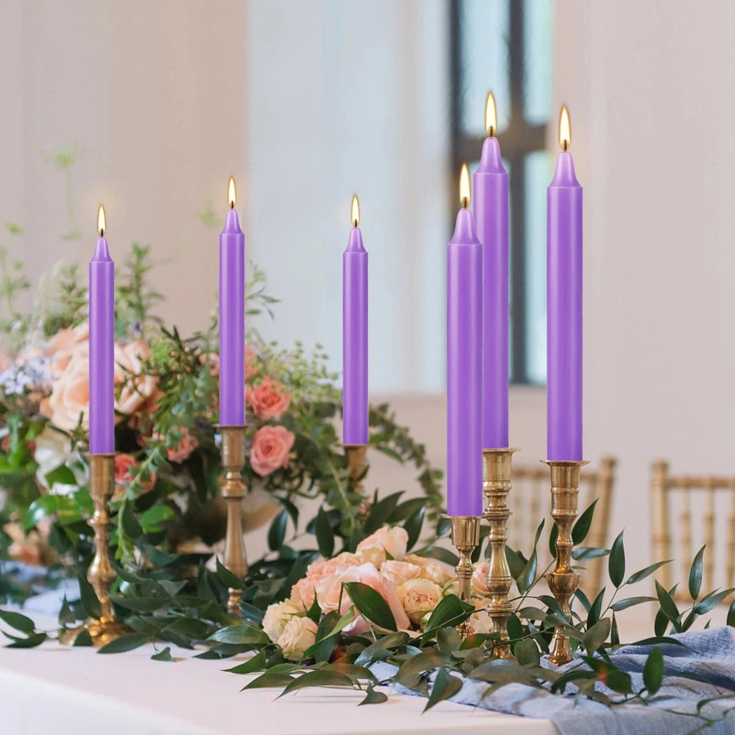 20-Piece Purple 4-Inch Drip-Free Soy Wax Dinner Candles – Smokeless, Fragrance-Free, Hand-Pulled for Weddings, Parties, and Home Décor