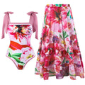 2-Piece Women Brazilian Floral Printed Ruffle Bikinis Strappy Bandage Swimwear