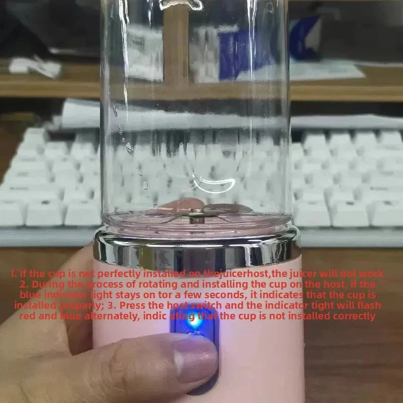 Portable Electric Blender Bottle – 6-Blade Smoothie Maker USB