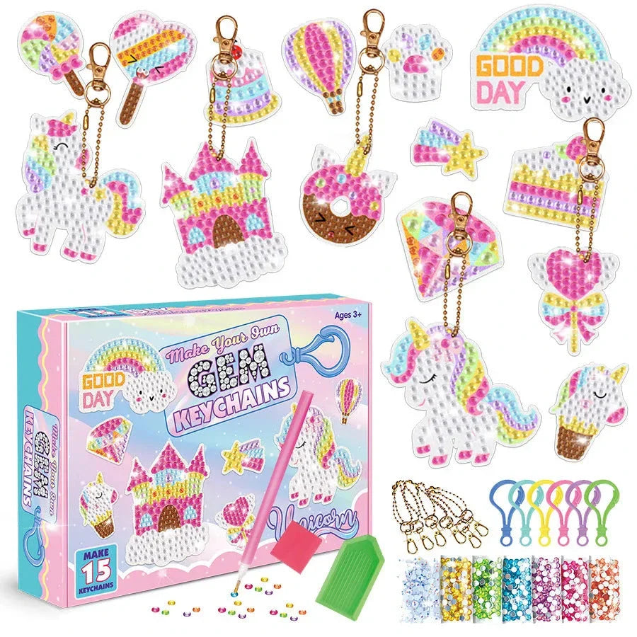 Children's Unicorn Diamond Painting Kit - DIY Keychain Sticker Art for Girls
