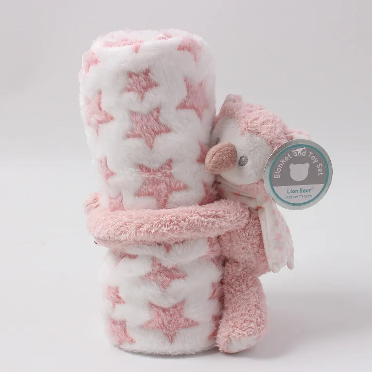 2 Piece Plush 75*100cm Baby Security Sleep Blanket 6 Style Stuffed Animal Set Pink Bunny Newborn Baby Gift