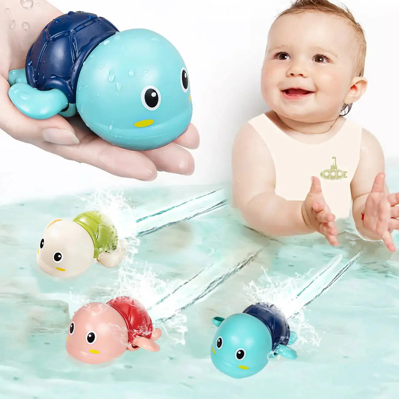 Baby Bath Toys - Swimming Turtle Whale Clockwork Water Toys for Kids | Safe Fun Bath Time Play
