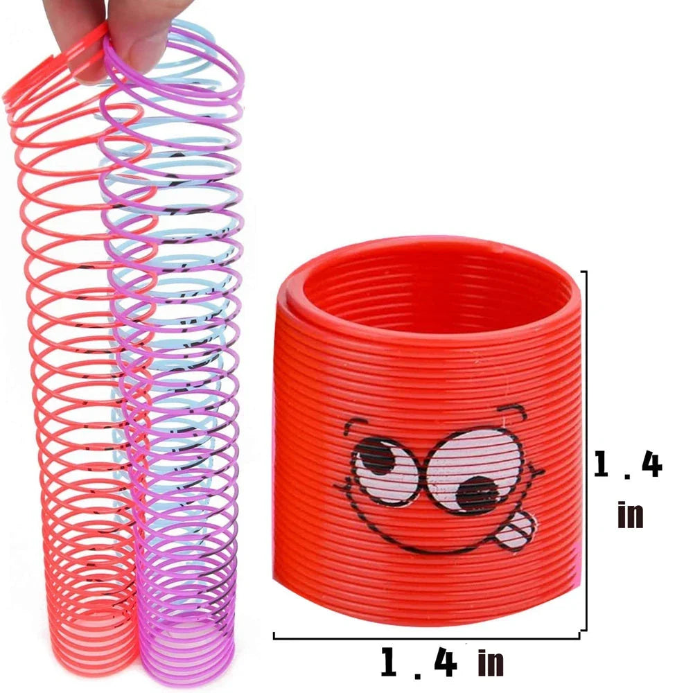 12PCS Smiling Face Rainbow Spring Toys – Mini Magic Coil Fidgets for Kids | Stress Relief Party Favors in Random Colors