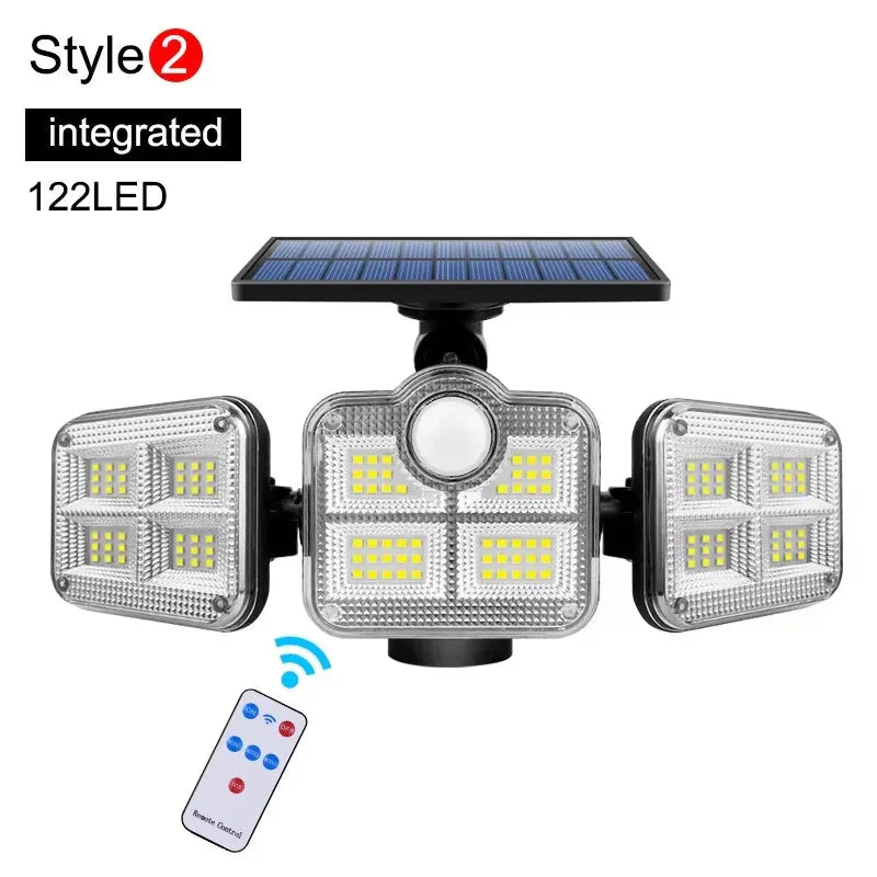 122/333 LED Solar Motion Sensor Lights – IP65 Waterproof Outdoor Wall Lamp with 3 Modes for Garage, Yard & Corridor