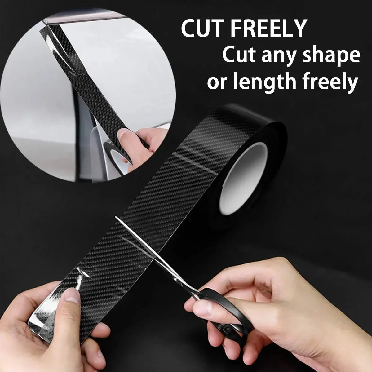 1–10M Nano Carbon Fiber Car 3D Tape Sticker – Door Edge, Mirror Protector Strip, Waterproof DIY Adhesive Protective Film