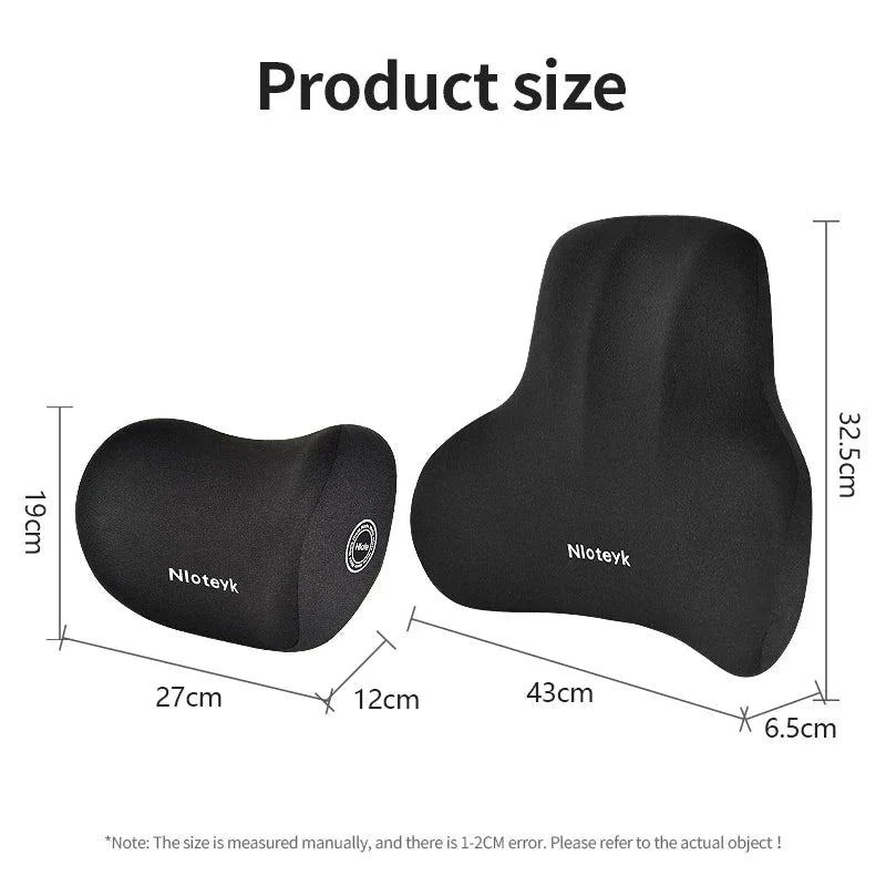 Memory Foam Car Neck and Lumbar Support Cushion – Ergonomic Pillow Set for Comfortable Driving and Posture Relief