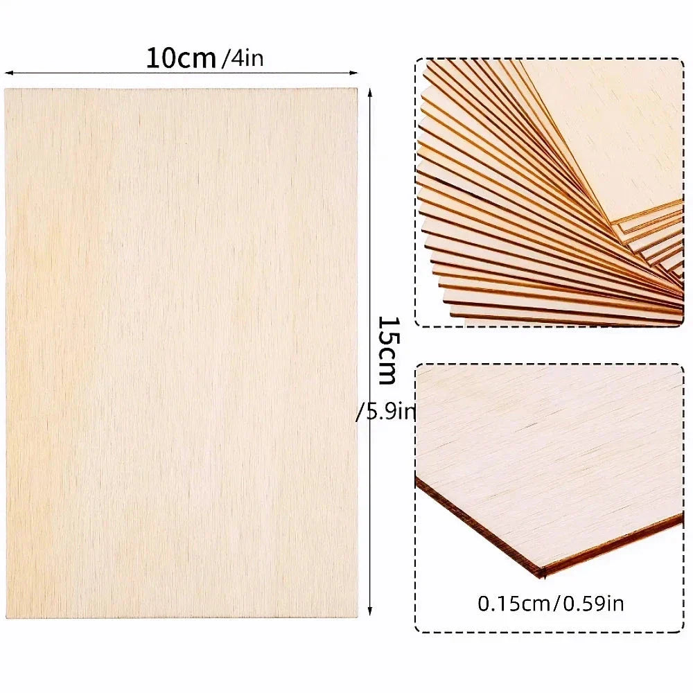Unfinished Wood Sheets for Crafts - 6x4in/15x10cm (4/8/15 Pcs) | DIY Arts & Projects
