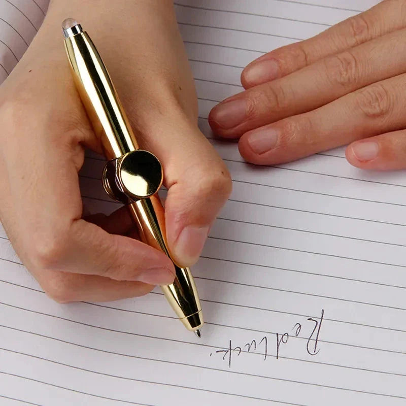 LED Gyro Spinner Pen – Multifunctional Metal Fidget Ballpoint Pen with Light | Stress Relief Spinning Pen for Writing, Focus & Gifts