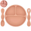 Silicone Baby Sucker Plate & Rice Spoon Set Cute Cartoon Tableware