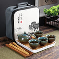 Portable Chinese Kung Fu Travel Tea Set with Carrying Bag & Gaiwan