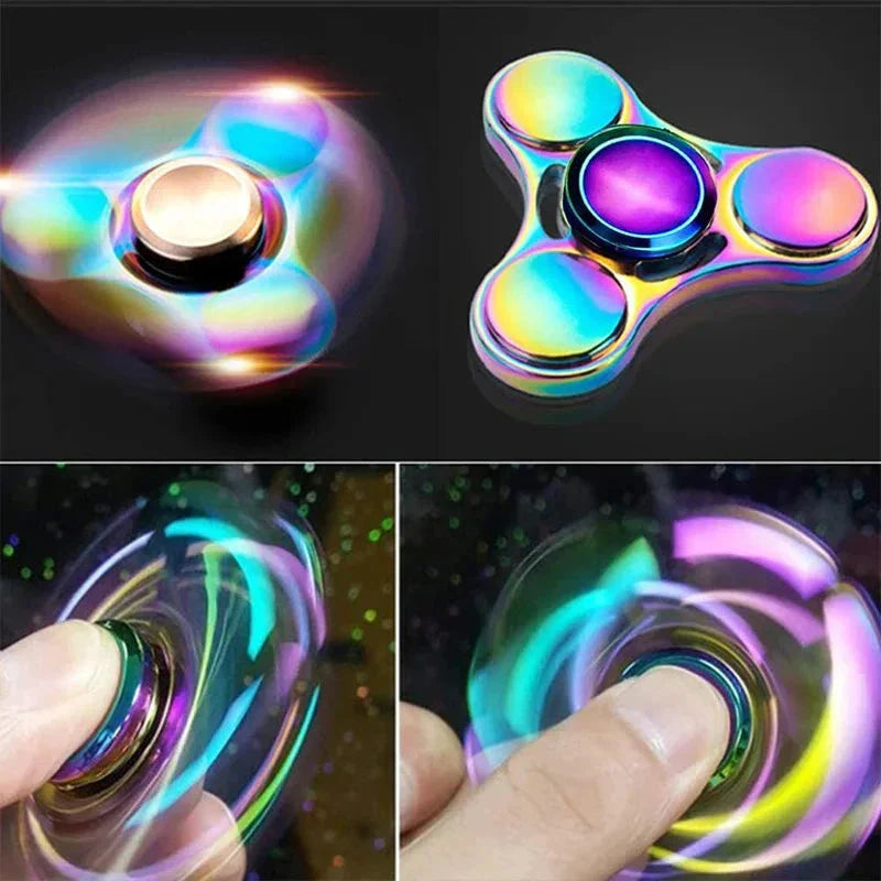 Metal Rainbow Fidget Spinner – Colorful EDC Hand Spinner Toy for Kids & Adults | Anti-Anxiety Stress Relief Finger Spinner Gift