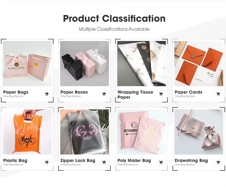500Pcs Custom Shopping Bag Elegant Paper Packaging Cosmetic Gift Bags with Logo