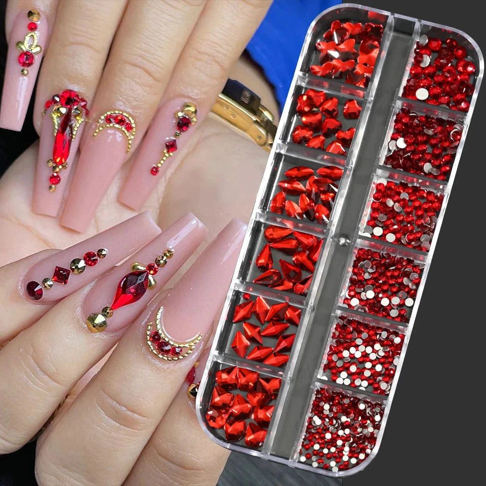 100/50cm Luxury Crystal Chain Nail Charms - 1.5/2mm Clear & AB Diamond Nail Art Decoration
