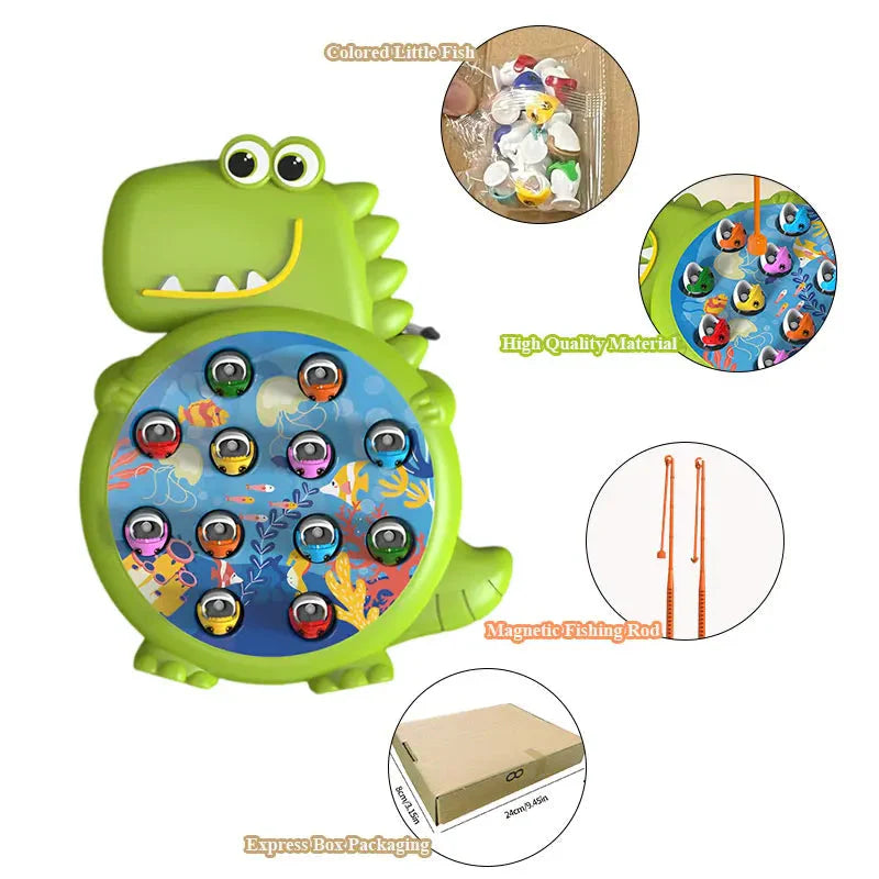 Dinosaur Magnetic Fishing Toys - Montessori Educational Game for Kids | Fun & Safe Play Rod Gift