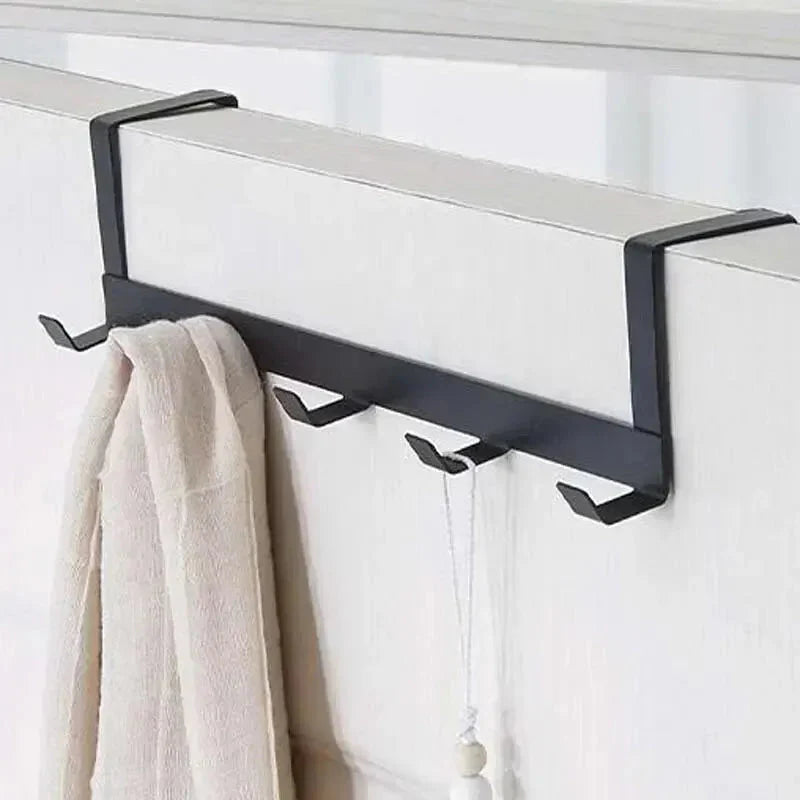 5-Hook Over Door Organizer Rack - Heavy Duty Iron Bathroom Kitchen Coat Hanger for Home Storage