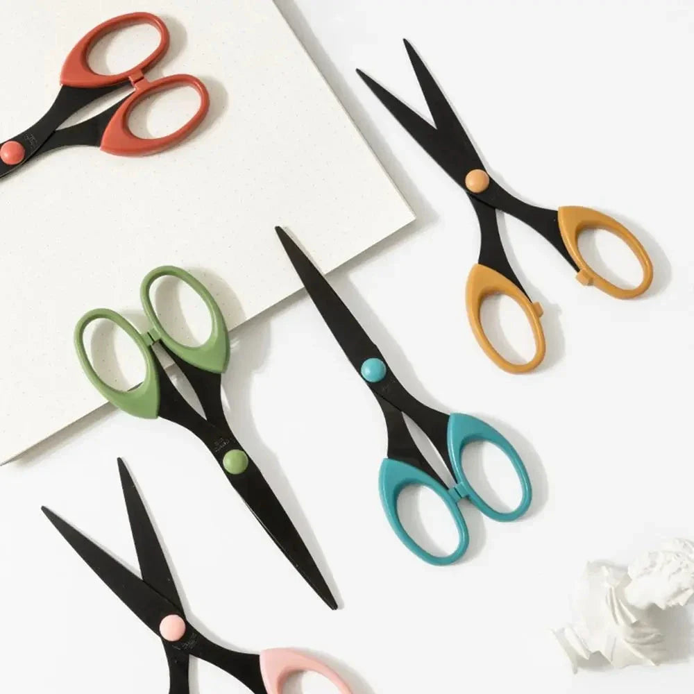 Color Scissors with Stainless Steel Blade - Safe Design for Paper Cutting, Crafts, and Office Use