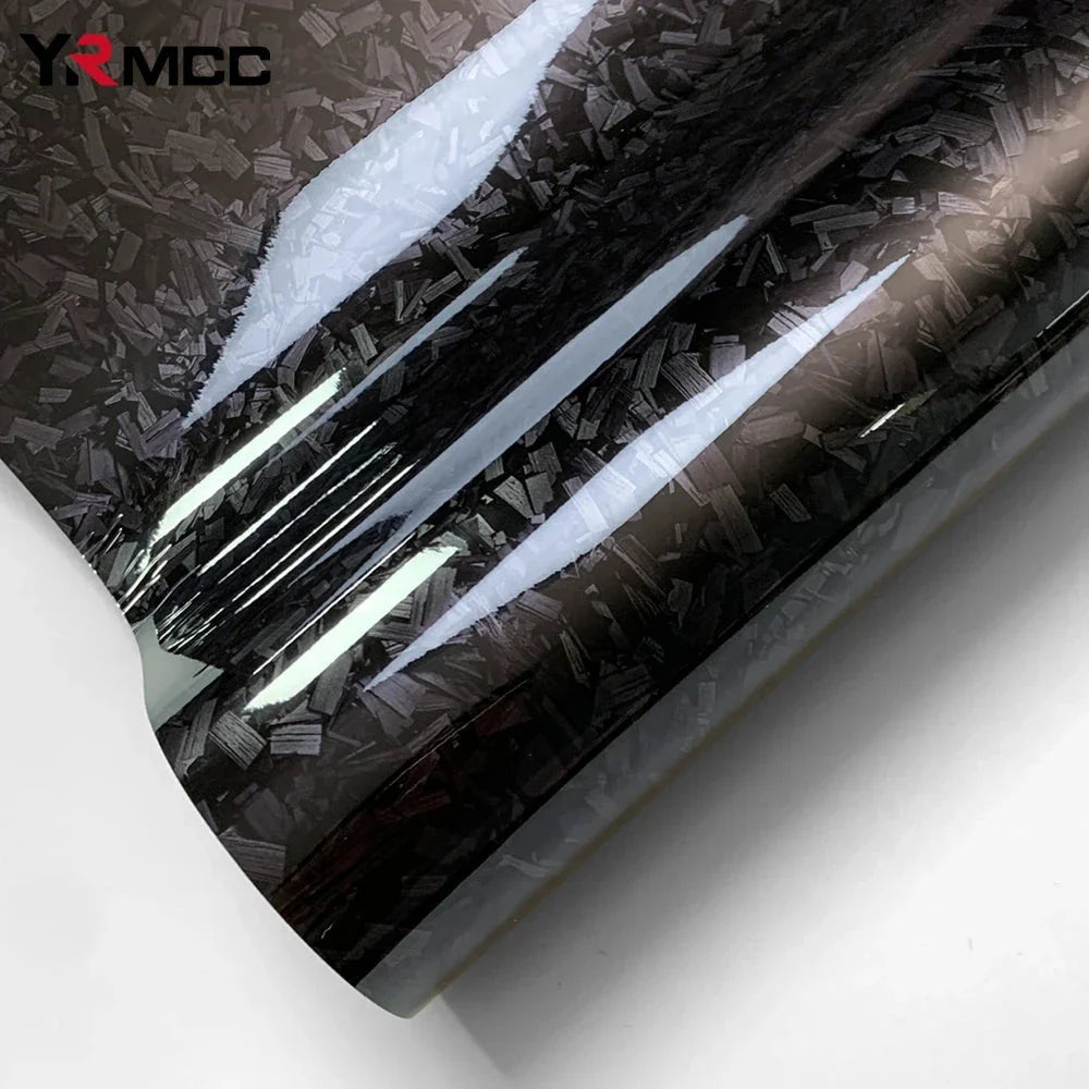 Carbon Fiber Vinyl Wrap Film - Glossy Black, Waterproof, Air-Release Technology for DIY Car Decoration