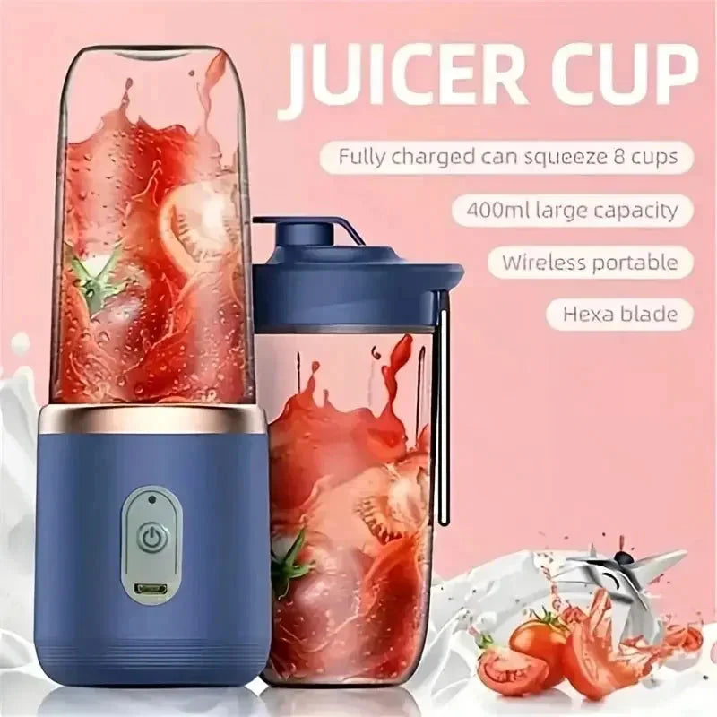 Portable Electric Blender Bottle – 6-Blade Smoothie Maker USB