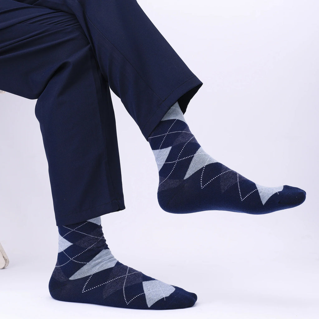 5 Pairs Argyle Breathable Men's Dress Socks Plus large Size High Quality Combed Cotton