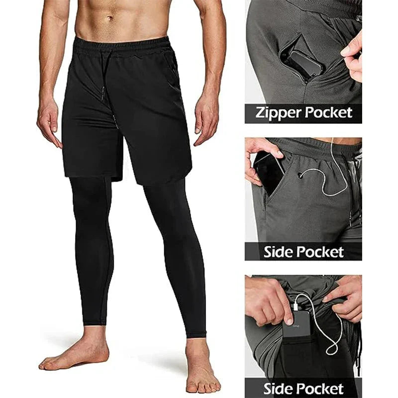 Men’s 2-in-1 Quick-Dry Training Pants – Athletic Joggers for Running, Gym & Fitness