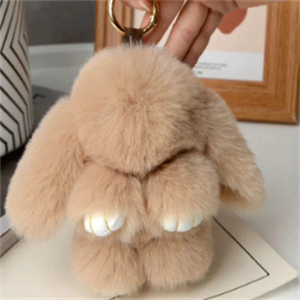 15cm Rabbit Fur Keychain – Cute Bag & Car Pendant Accessory for Women