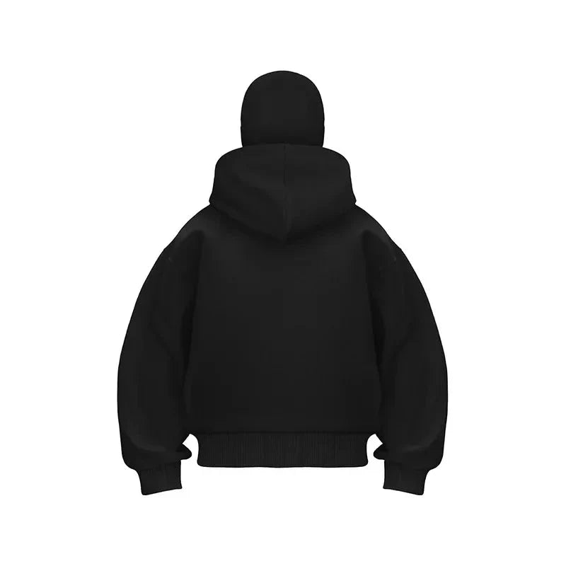 Men’s & Women’s Sports Hoodie with Built-In Mask – Fleece Zip-Up Plus Size Casual Sweatshirt for Autumn & Winter