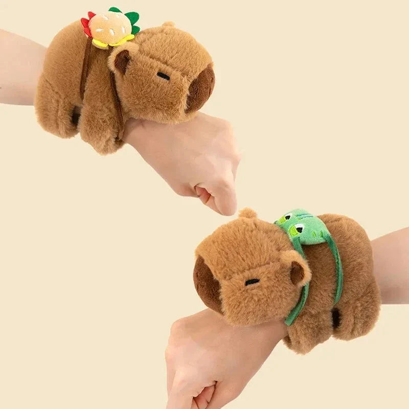 Kawaii Capybara Plush Slap Snap Wristband – Funny Kids Toy Bracelet