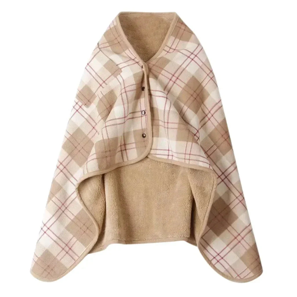 Double-Layer Tartan Plaid Blanket Scarf – Warm Winter Shawl for Women